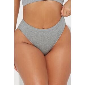 NWT Fashion NOVA Yours Truly High Cut Brief Panty - Heather Grey New Large